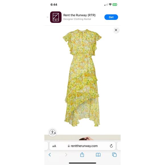 Shoshanna Candela Dress Yellow Floral Hi-low Chiffon Dress Size 0 MSRP: $460 - Picture 1 of 9